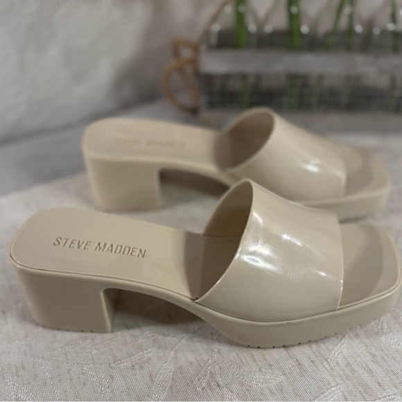 Steve Madden Women's Harlin Block Heel Slip-on Sandal Off White Size 8 - Picture 7 of 9